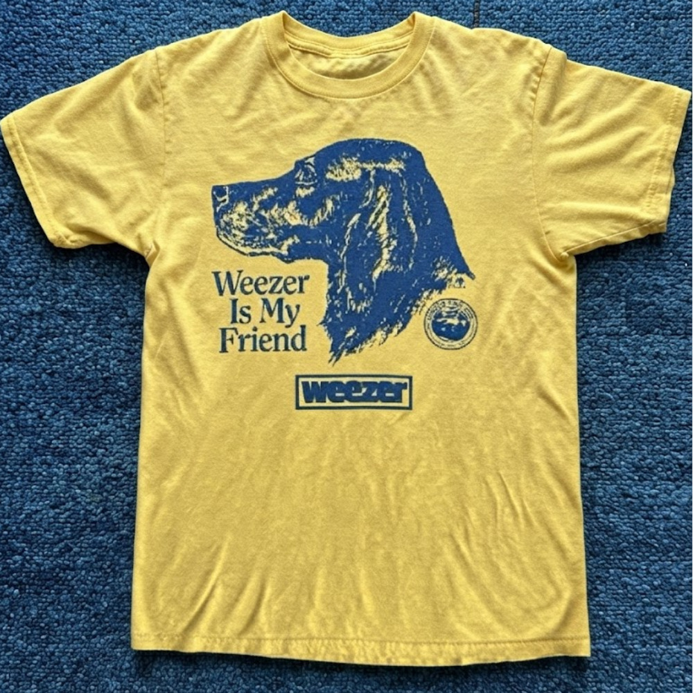 Weezer Is My Friend Dog Logo Band Rock Music Yellow T-Shirt